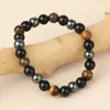 Strand YUOKIAA Vintage Classic Natural Black Agate Yellow Tiger Eye Hematite Beaded Bracelet For Men's Jewelry Gift