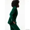 Abiti da donna 2024 Elegante velluto da donna Blazer Moda Abbigliamento da ufficio Bottoni a maniche lunghe Tasche Vintage Verde femminile Outfitt