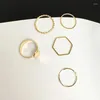 Anéis de cluster 5 pçs/set design exclusivo simples cor de ouro onda irregular para mulheres moda jóias atacado geometria festa anel conjuntos presentes
