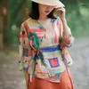 Robes de travail Balonimo élégant chinois vêtements traditionnels chemises robe été Vintage imprimer femmes vêtements femme taille haute a-ligne jupe