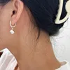 Boucles d'oreilles pendantes en argent Sterling 925, Simple, boule unie, tendance, haute qualité, poli, lisse, rond, perlé, Huggie Hoop