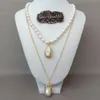 19 '' Vit odlad rispärlkedja halsband Vit Keshi Pearl Pendant 231229