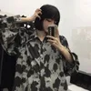 Blusas femininas mexzt vintage tie dye camisas mulheres harajuku leopardo impressão oversize streetwear gótico manga longa padrão cardigan topos