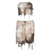 Tie Dye 2-delige shorts broekpak set sexy noodlijdende outfit Y2K streetwear 2023 dameskleding zomer franje top broek 2-delig