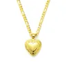 22k Fine Yellow Gold FINISH Italian Figaro Link Chain Necklace Heart Pendant2863