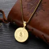 Unisex Pendant Necklaces Vintage Mens Gold Link Chain Titanium Steel Round Coin Scripture Necklaces Jewelry Gift whole sh280f