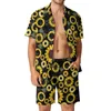 Herren-Trainingsanzüge, Retro-Sonnenblumen-Hemd-Sets, 3D-Druck, für Männer, lässige Mode, kurze Ärmel, Hemden, übergroße Strandshorts, hawaiianische Anzüge für den Sommer