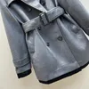 Casacos de trincheira femininos cinza lapela jaqueta moda premium clássico simples confortável cem 2024 outono e inverno 1202