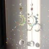 Bahçe Dekorasyonları Suncatcher Ametist Asma Kristal Kolye Rüzgar Moon Işık Yakalayıcı Çakralar Vitray Cam Pencere Windchime Dekor