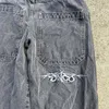 JNCO crâne brodé rétro Baggy jean hommes y2k Harajuku Hip Hop motif imprimé jean ample taille haute pantalon droit jambe large 231229