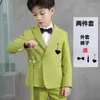 Conjuntos de roupas 4-16y crianças blazer ternos primavera outono meninos manga longa casaco calças 2pcs sólido magro desempenho vestido crianças roupas h98