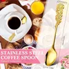 Coffee Scoops 6 Pcs 5.1 Inch Small Tea Spoons Fancy Dessert Stirring Teaspoons Stainless Steel Rose Handle