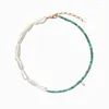 Choker Blue Turquoise Natural Pearl Women's Necklace High Fashion Jewelry Wedding Accessories Anpassade för charm