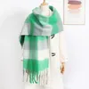 Écharpes Mode Chaud Mohair Cou Hiver Épais Cachemire Écharpe Femme Longue Tricotée Châles Coloré Plaid Wraps Tassles 2024