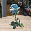 Flessen Handgemaakte zinklegering Rose Model Sieradendoos Romantisch Rood Roze Blauw Huwelijksverjaardag Geschenken Valentijnsdag