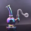 Coloré arc-en-ciel 7 pouces verre Bong narguilé fumer conduites d'eau 14mm femelle Dab Rigs tabac Bong Ashcatcher avec des tuyaux de brûleur à mazout en verre mâle Dhl gratuit