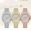 Montres-bracelets Pintime Iced Out Montre pour hommes Luxe Gold Full Diamond Mens Montres Hip Hop Étanche Jour Date Horloge Produit de vente 2024