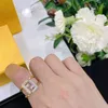 38% OFF Family/Di Family High Edition New F Letter Full Diamond Gold Opening Hemp Rope Ring Handpiece
