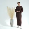 Vêtements ethniques Automne Chaud Robe Longue Femmes Musulmanes Hiver Casual Abaya Dubaï Turquie Épaissir Robes Pull Tricoté Avec Capuche Islamique