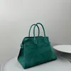 Sacs Duffel TheR0W Sac à main vert Cowhide Haute capacité Mode Sac de banlieue de haute qualité Luxe La rangée de daim souple