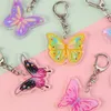 Porte-clés mignon porte-clés coloré papillon porte-clés émail animaux volants chaînes pendentif pour femmes filles sac à main accessoires bijoux