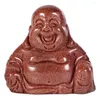 Sacchetti per gioielli 1.5 "Pietra di cristallo naturale Statua di Buddha che ride Maitreya Scultura Figurine Decorazione della tavola Ornamenti per la casa