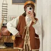 Robes de travail Kawaii Style japonais Bandage Pull Gilets Ensembles Femmes Vintage Doux Écolières Automne Pure Chemises À Manches Longues Chic Deux Pièces