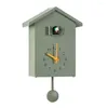 Wall Clocks With Clock Pendulum Cuckoo Creative House Shape Plastic Art Silent Battery Powered Bird Home Decor