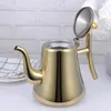 Dinnerware Sets Stainless Steel Tea Pot Water Kettle With Strainer For Home Restaurant (Natural Color)