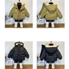 Casacos de Trench Masculinos 2024 Inverno Meninos Meninas Jaqueta Crianças Roupas Manter Algodão Quente Engrossar Crianças Zipper Com Capuz Outerwear Plus Jaquetas de Veludo