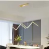 Hängslampor nordiska minimalistiska kreativa ljuskronor matbord vardagsrum oregelbundet långlinje aluminium personlig unik belysning