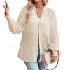 Women's Knits Women Fashion Cardigan Solid Color Jacquard Long Sleeve Open Front Sheer Coat Outerwear Casual Loose Tops