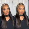 Headband Wig Human Hair Bone Straight Glueless Full Machine Made Peruvian Human Hair Wigs For Black Women Easy to Go 180% 231229