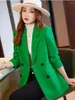 Costumes pour femmes Femmes Casual Blazer Orange Noir Vert Gaufre À Manches Longues À Double Boutonnage Dames D'affaires Vêtements De Travail Veste Pour L'automne Hiver