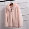 Kvinnors päls dam konstgjorda huva mjuk vit grå rosa imitation outcoat vinter gräs mink faux 2024 jacka kappa