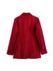 Kombinezony damskie 2024 Spring Red Blazer for Women Vintage Velvet Single Button Fited Ladies Elegancka biuro Casual Long Rueve Kurtka
