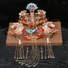 Ожерелье и серьги, комплект старинных китайских свадебных украшений, традиционный классический свадебный головной убор, тиара, красивый