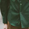 Camicie casual da uomo Autunno Tempo libero Camicia da lavoro britannica Design Uomo Colletto Cuba Slim Solid Green Camisa Social Masculina