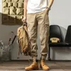 Pantalon pour hommes 2024 automne/hiver vêtements de travail cheville reliure décontracté multi-poches polyvalent long avec taille élastique