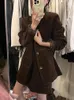 Tweedelige jurk UNXX koffiekleurig pak dames herfst 2024 capabel elegantie fluwelen jasje midi rok 2 sets hoge kwaliteit dameskleding