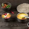 Bowls Industrial Ramen Bowl Tableware Set Snow Grey Satinless Steel Rice Soup Fruit Table Decorations Dish Plates