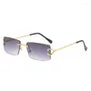 Sonnenbrille Quadratisch Damen Retro Farbverlauf Randlos Metallbeine Brille Herren Vielseitig Street Po Dekorativ