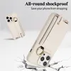 Crossbody Litchi Leather Hand Strap Card Holder Wallet Case For iPhone 15 Pro Max 14 13 12 11 Wrist Band Stand Finger Ring Phone Cover