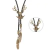 Bow Ties Noel Elk Head Buckle Bolo Tie Punk Kolye Batı Kovboy Kazak Kravat