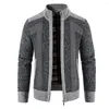 Men's Jackets Chic Thermal Stretchy Autumn Coat Long Sleeves Winter Plus Size Stand Collar Plush Warm For Daily Wear