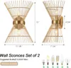 Lâmpada de parede Rattan Sconce Luminária com Boho tecido vime sombra antigo latão escova pintura acabamento para vaidade escada lareira ent