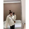 Women's Wool Blends Autumn/Winter Lamb Coat Classic Warm Loose Fashion Milk Hoo Zipper Stand Neck Women