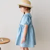 Robes d'été en Denim bleu pour filles, vêtements de princesse de fête pour enfants, Style coréen