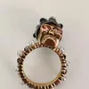 M Anello vintage Anello aperto di lusso Anello con pietra preziosa grande Anello con testa di teschio Anello con testa di teschio Regalo di coppia Confezione regalo di gioielli di fidanzamento spediti insieme 7754