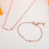 Luxury Pendant Necklace Flower Bracelet Fashion for Man Woman Rose Gold Necklaces Bangles Highly Quality Women Party Wedding Lover282f